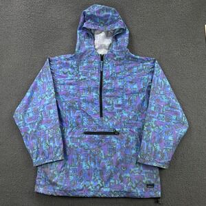 Vintage LL Bean Anorak FITS Mens Medium Windbreaker Retro Aztec Print AOP Nylon
